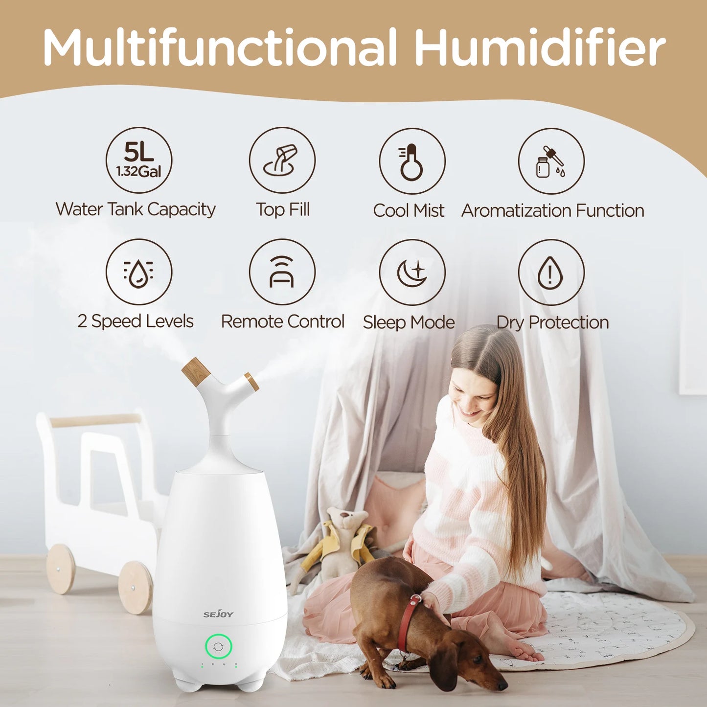 Cool Mist Super Quiet Humidifier With Essential Oil Diffuser