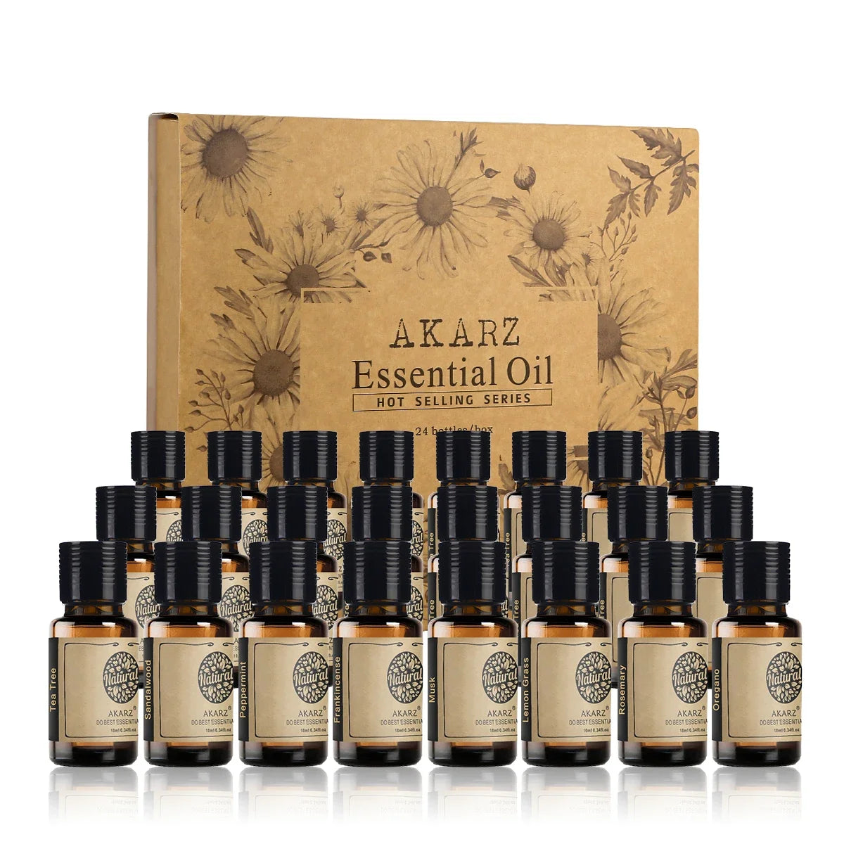 24 Set Tea Tree,Lavender,Sandalwood,Rose,Vanilla Essential Oil