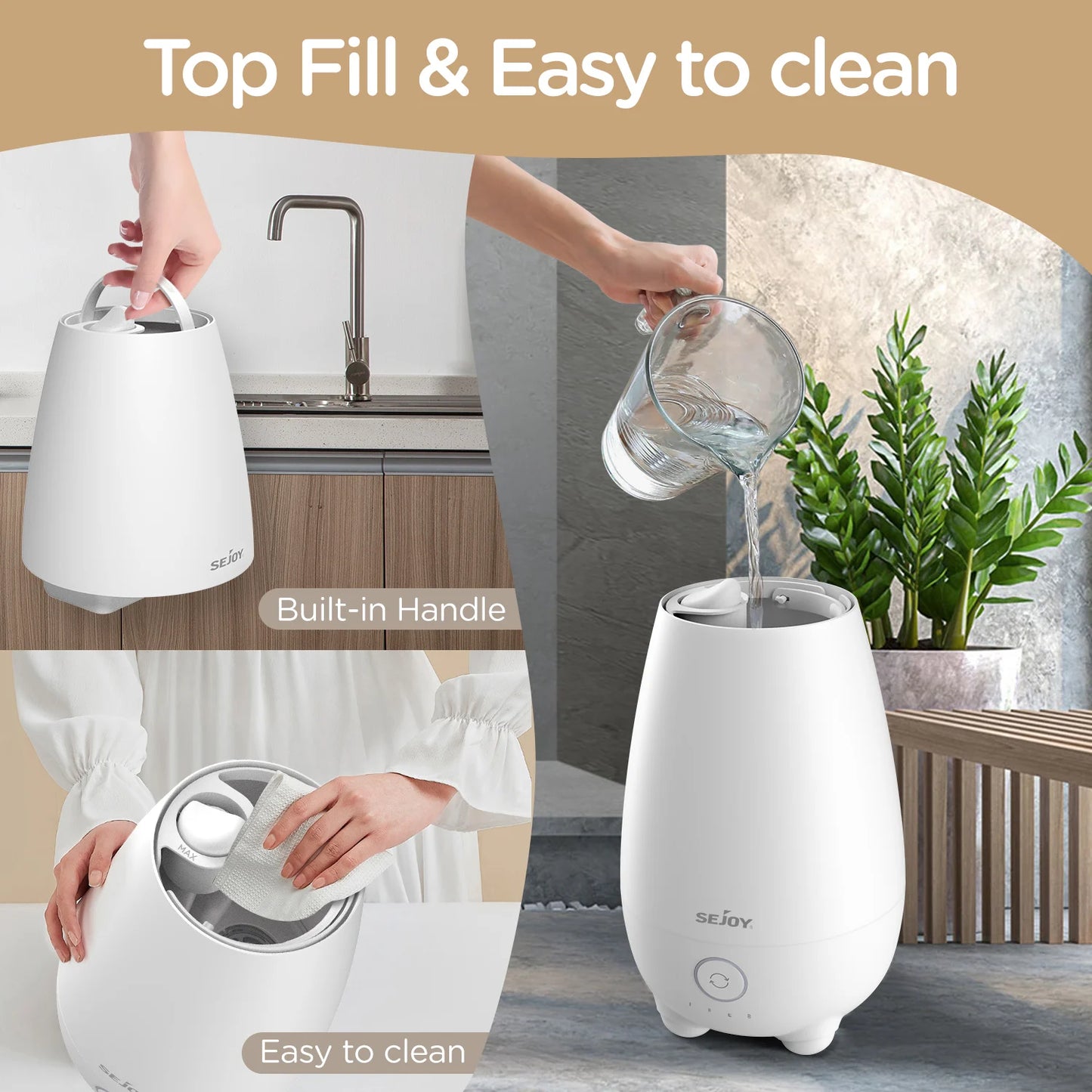 Cool Mist Super Quiet Humidifier With Essential Oil Diffuser