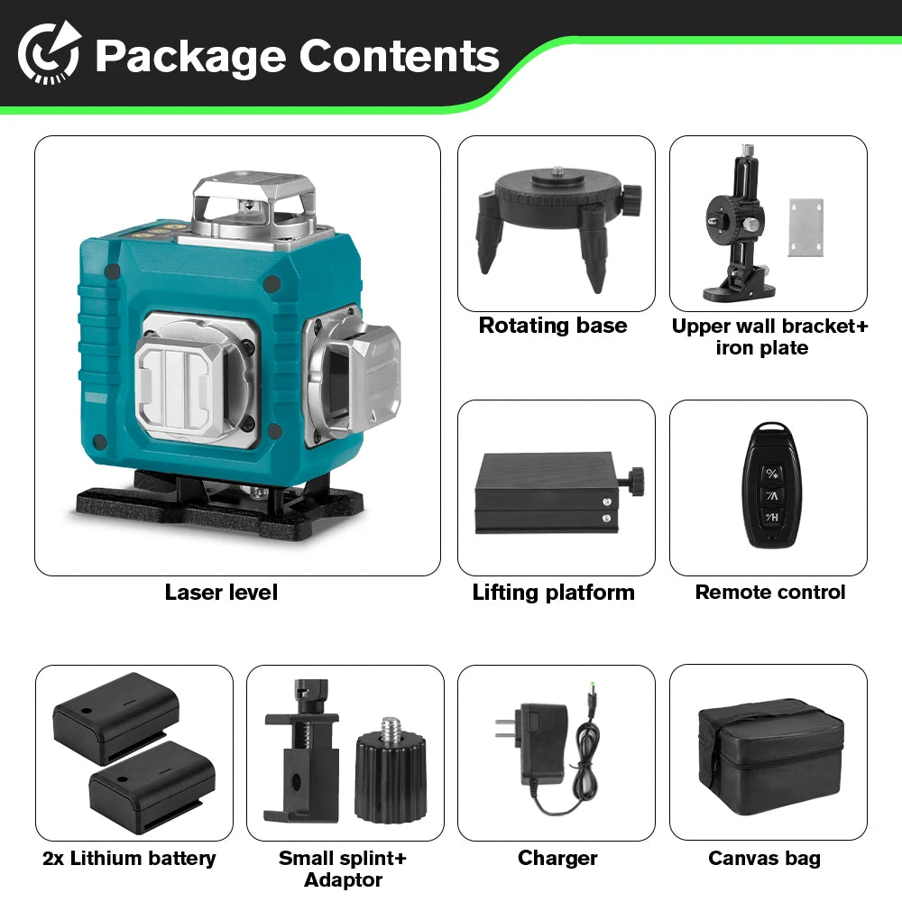 4D Green Line 360° Horizontal Vertica Laser Level