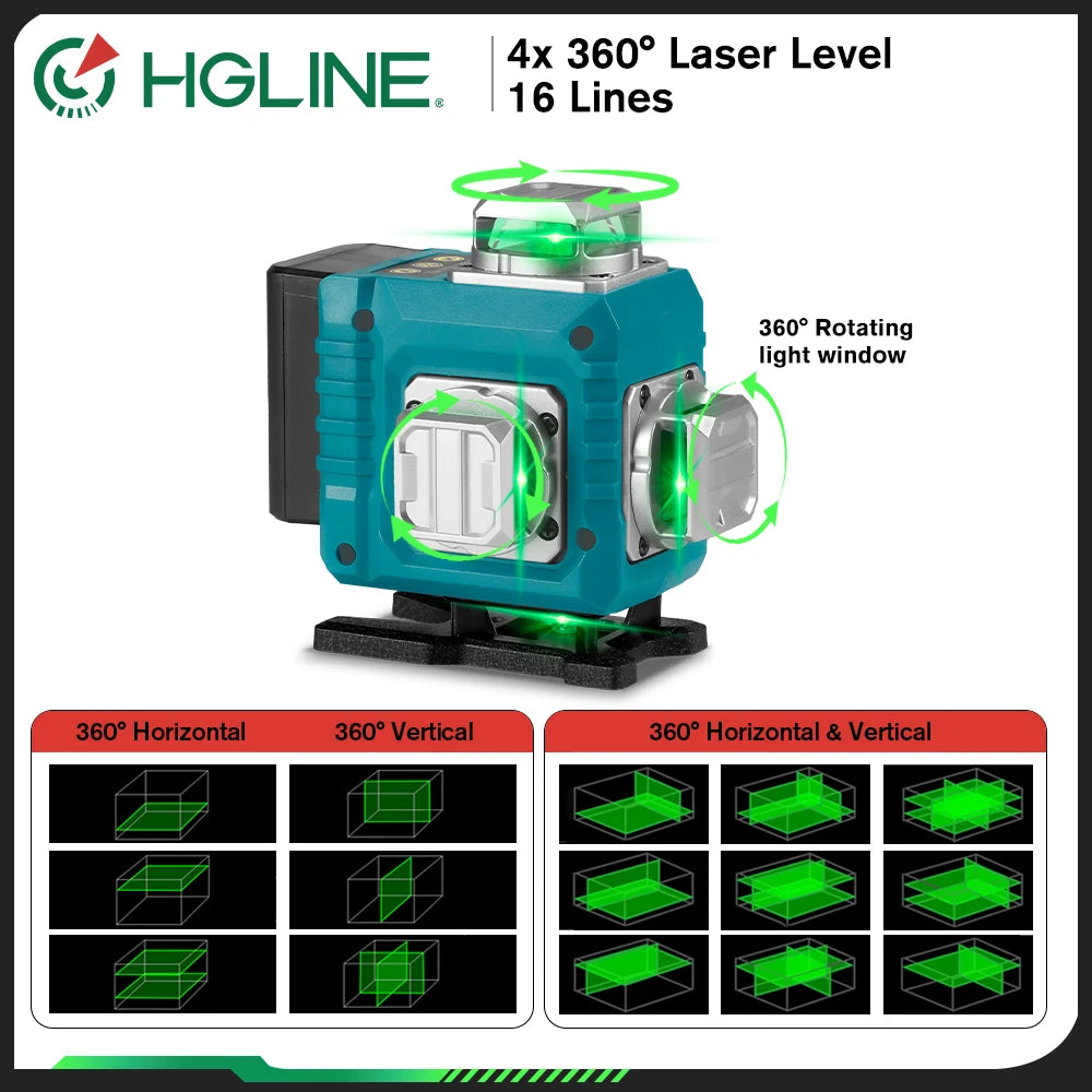 4D Green Line 360° Horizontal Vertica Laser Level