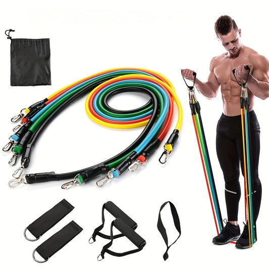 11pcs/set TPE Resistance Bands Set,  For  Gym, Fitness, Yoga