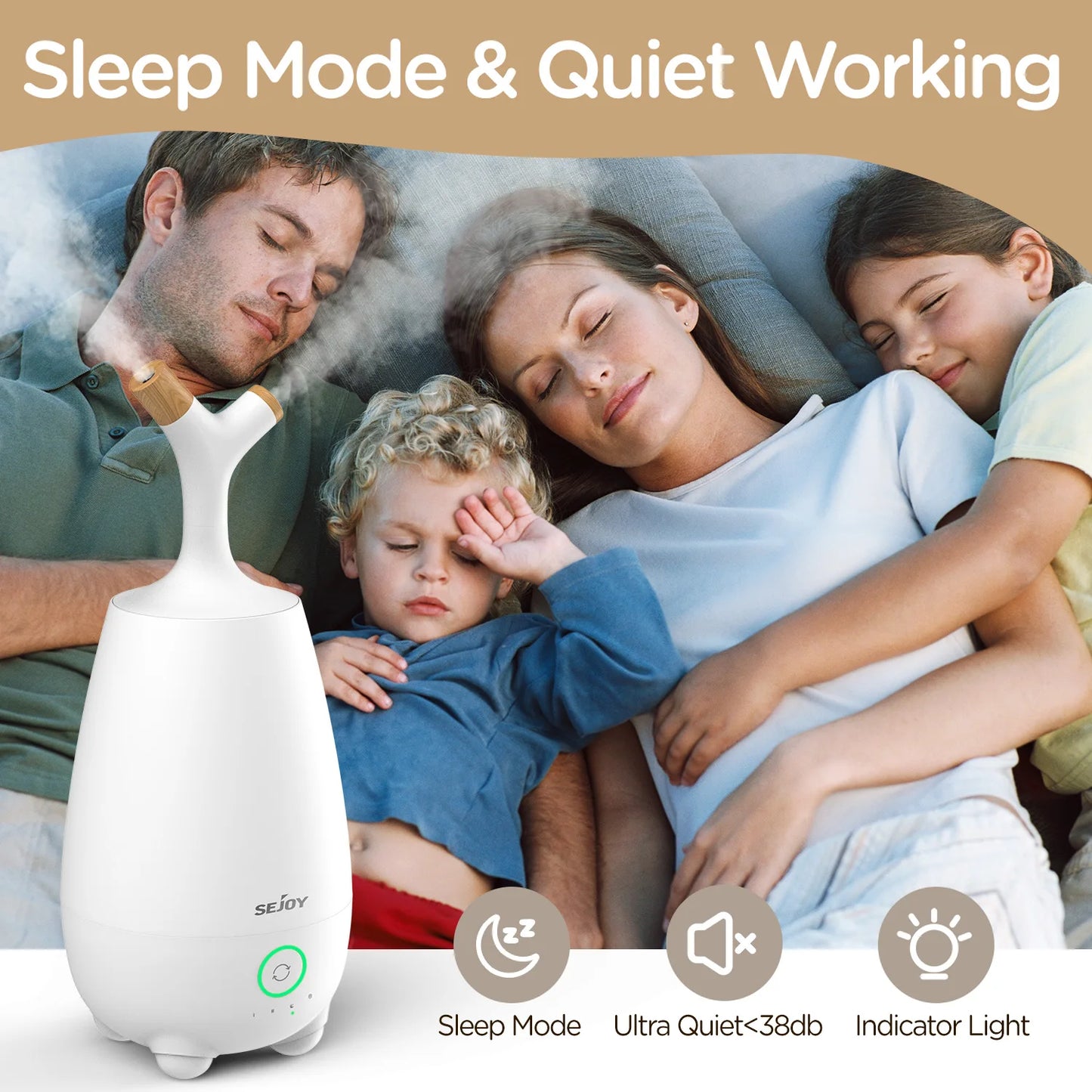 Cool Mist Super Quiet Humidifier With Essential Oil Diffuser