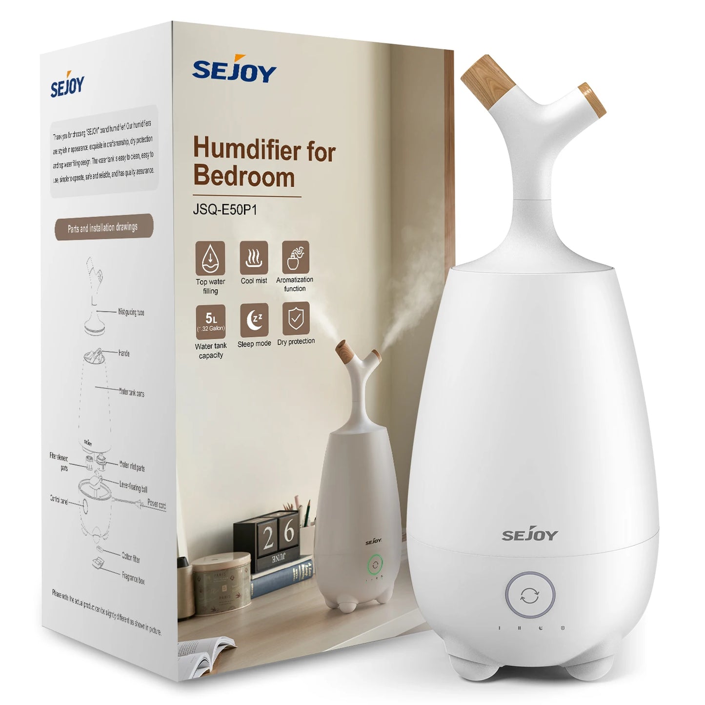 Cool Mist Super Quiet Humidifier With Essential Oil Diffuser