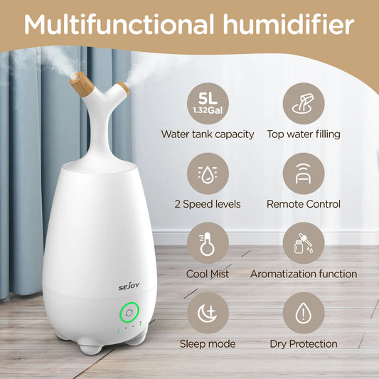 Cool Mist Super Quiet Humidifier With Essential Oil Diffuser