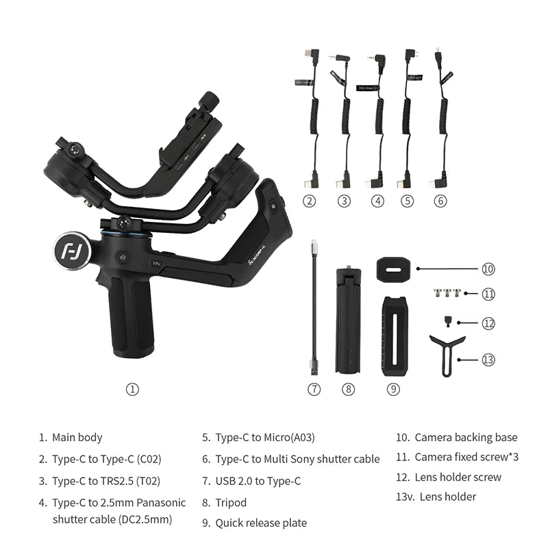 SCORP-C 3-Axis Handheld Gimbal Stabilizer Handle Grip